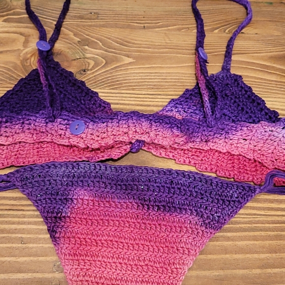 Hand made crochet bikini bra top amethyst dye 👙 - Picture 7 of 9